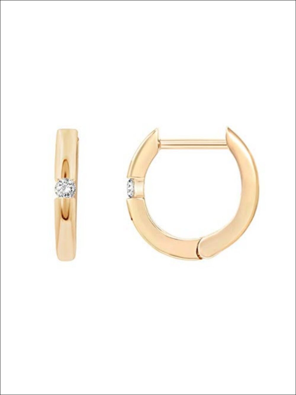 14K Gold Plated Cubic Zirconia Huggie Hoop Earrings Sterling Silver